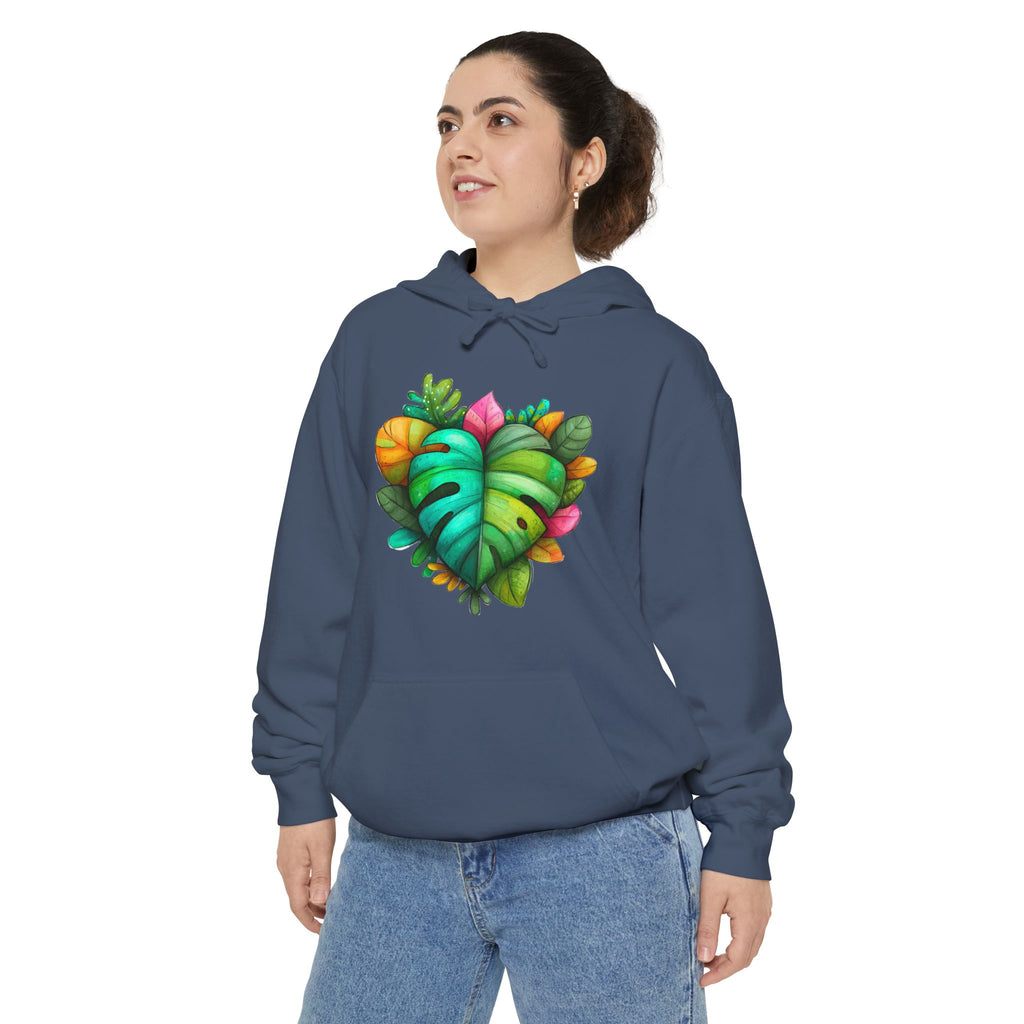Leaf Heart Hoodie — Tropical Botanical Graphic Sweatshirt