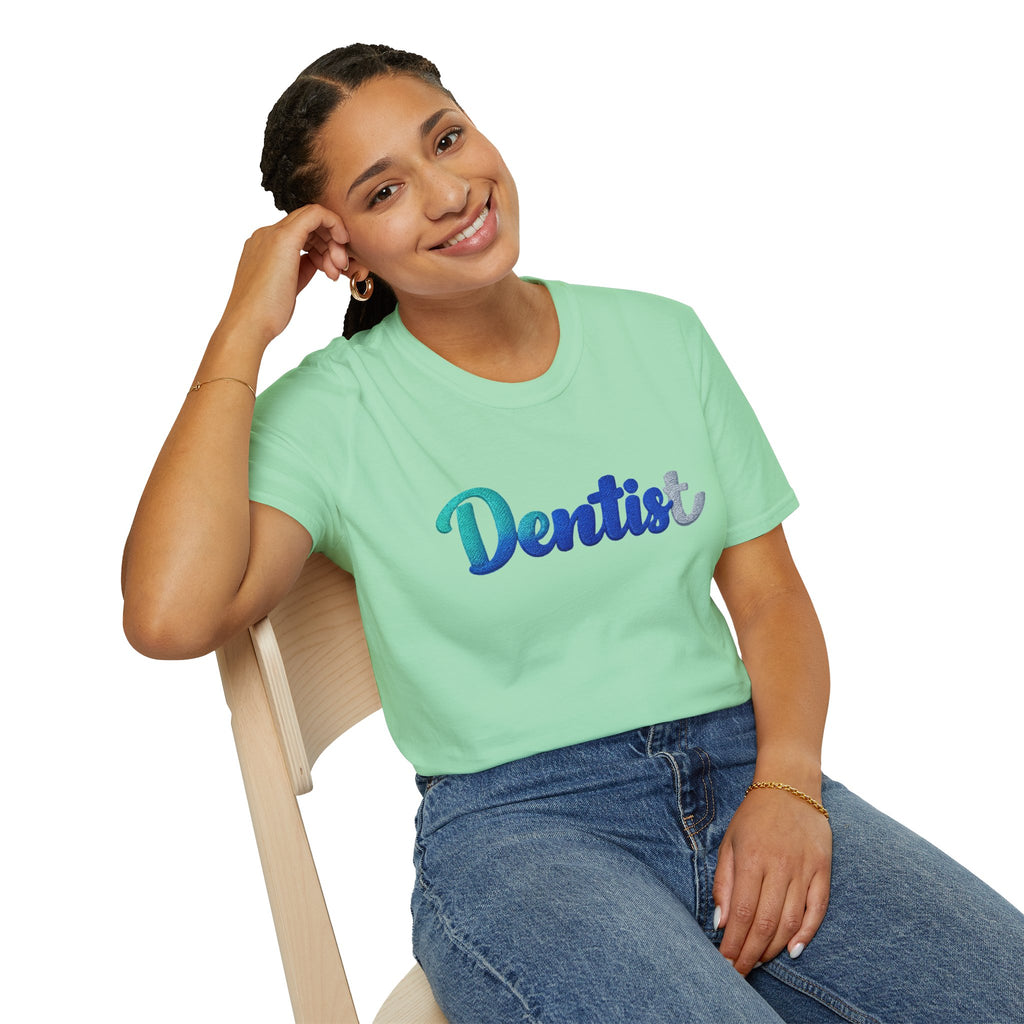 T-shirt dentiste — T-shirt script dentaire en dégradé pour hygiénistes et dentistes