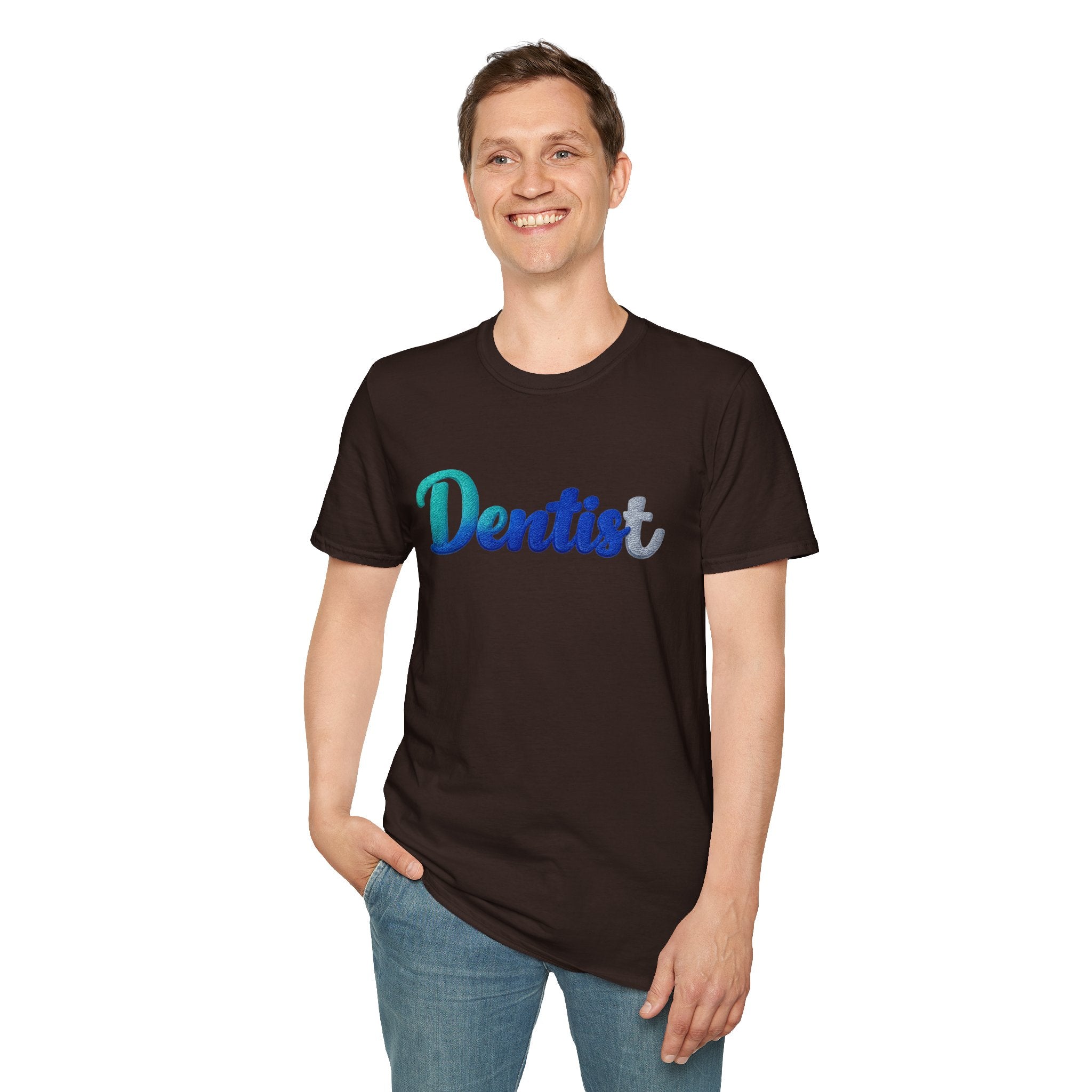 T-shirt dentiste — T-shirt script dentaire en dégradé pour hygiénistes et dentistes