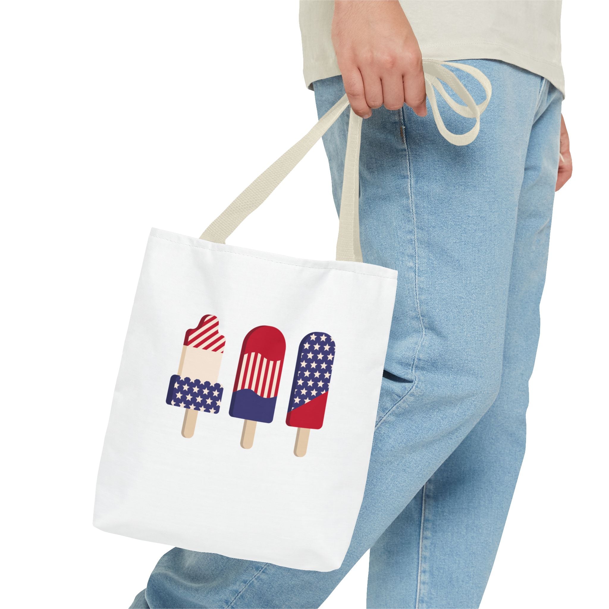 Patriotic Popsicle Tote Bag — 4th of July American Flag Summer Beach Tote