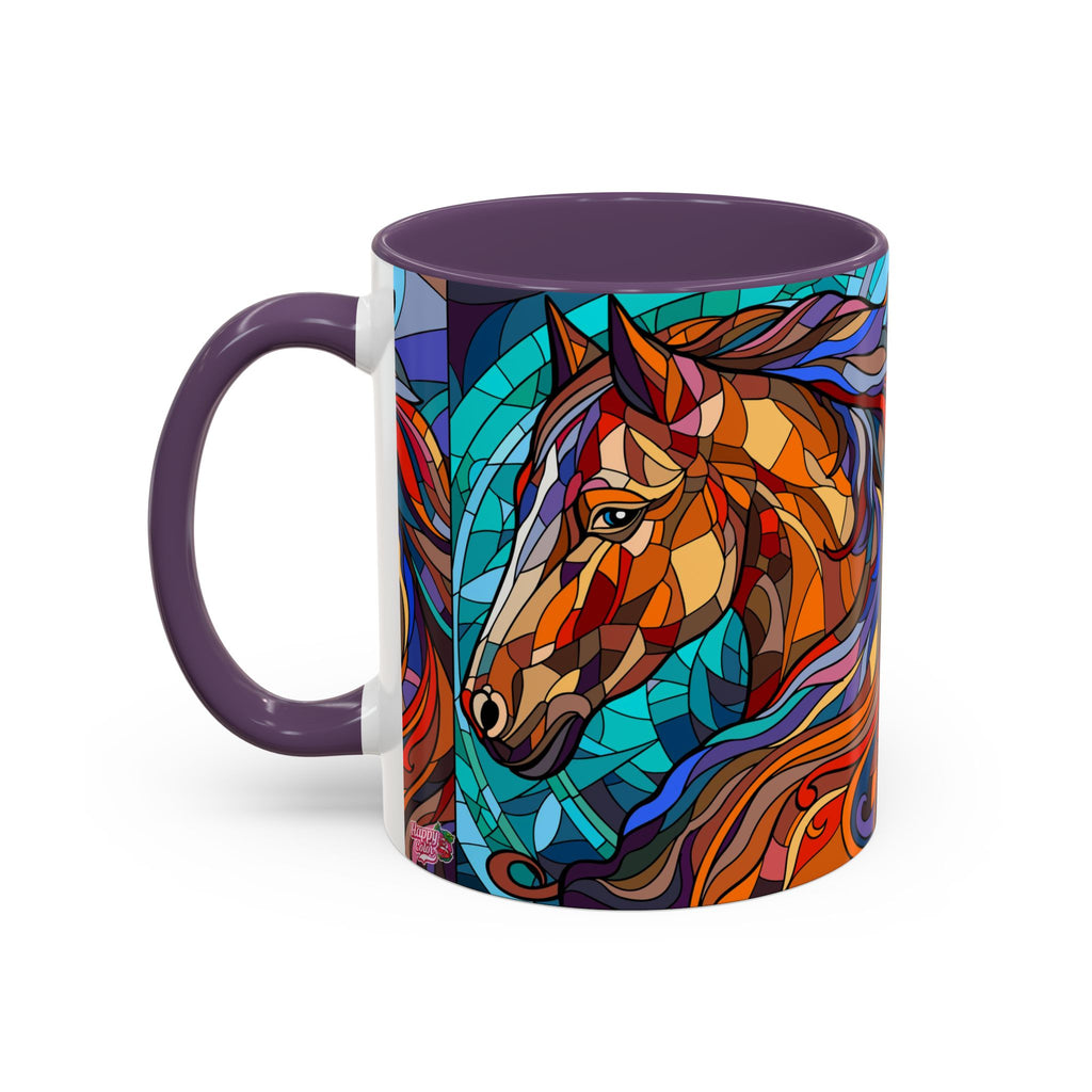 Stained Glass Horse Accent Coffee Mug – Colorful Equine Art (11/15 oz)