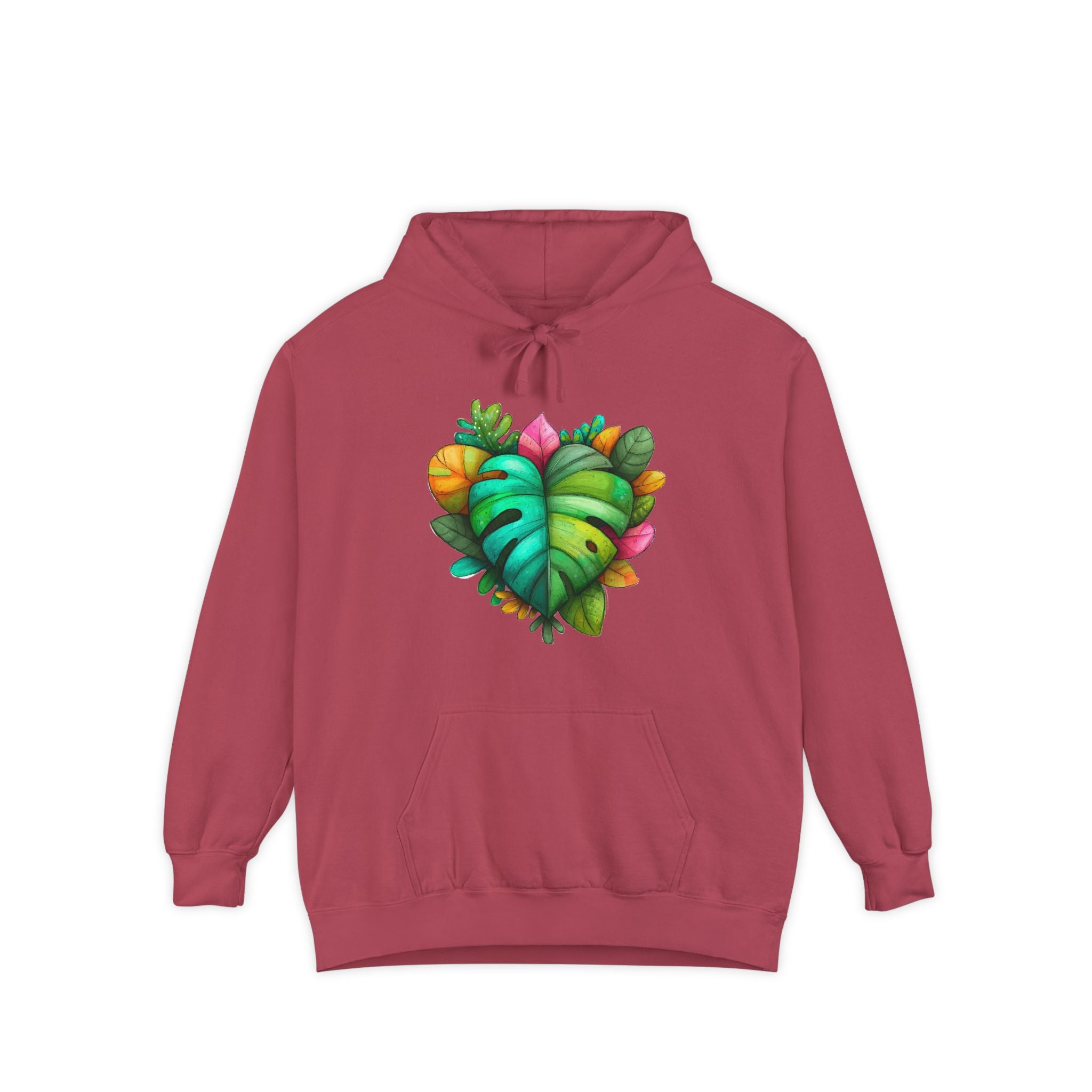 Leaf Heart Hoodie — Tropical Botanical Graphic Sweatshirt