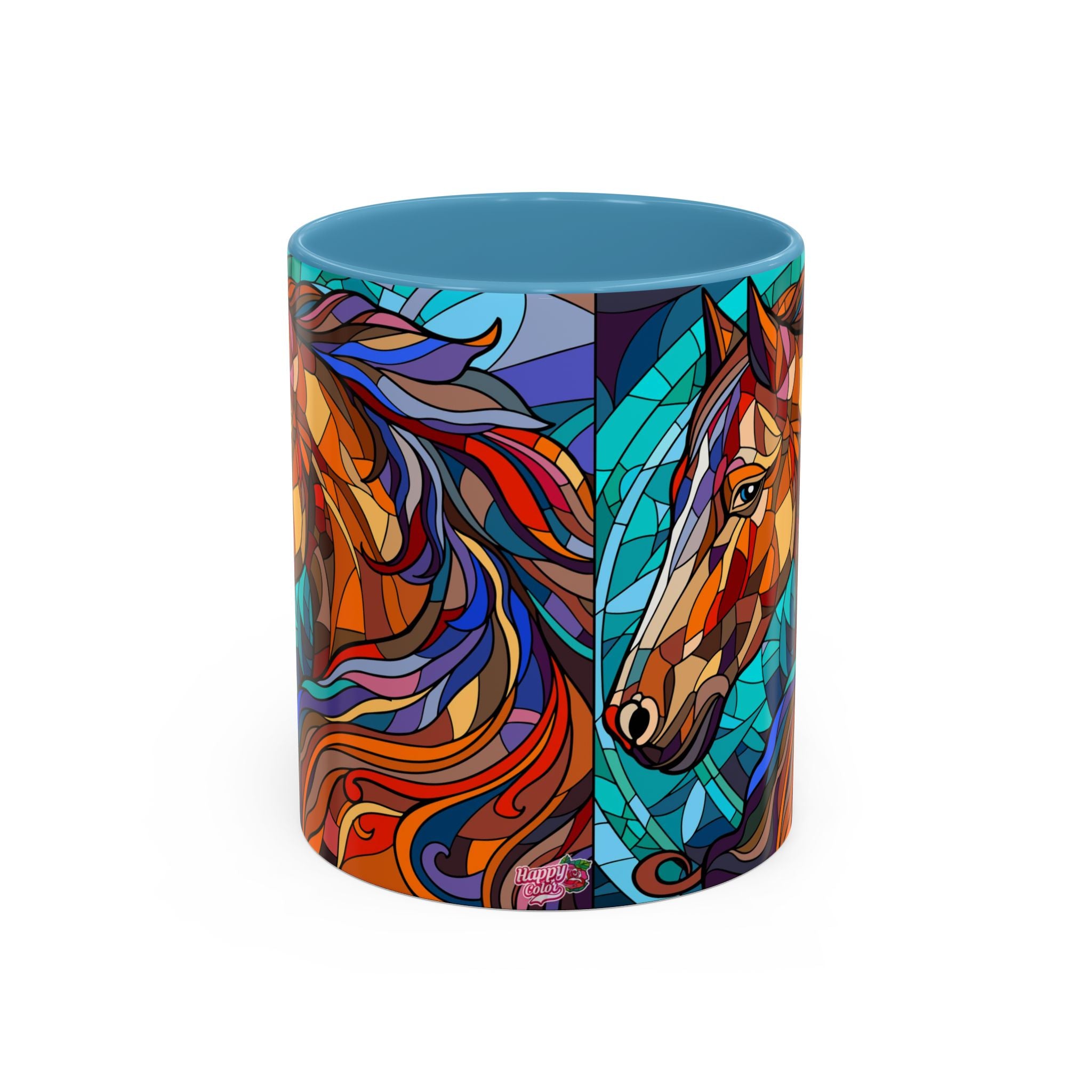 Stained Glass Horse Accent Coffee Mug – Colorful Equine Art (11/15 oz)