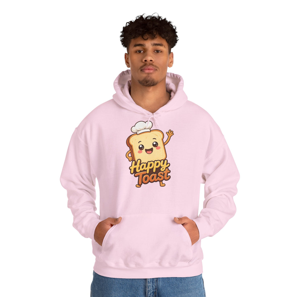Happy Toast Cartoon Graphic Hoodie – Unisex Pullover