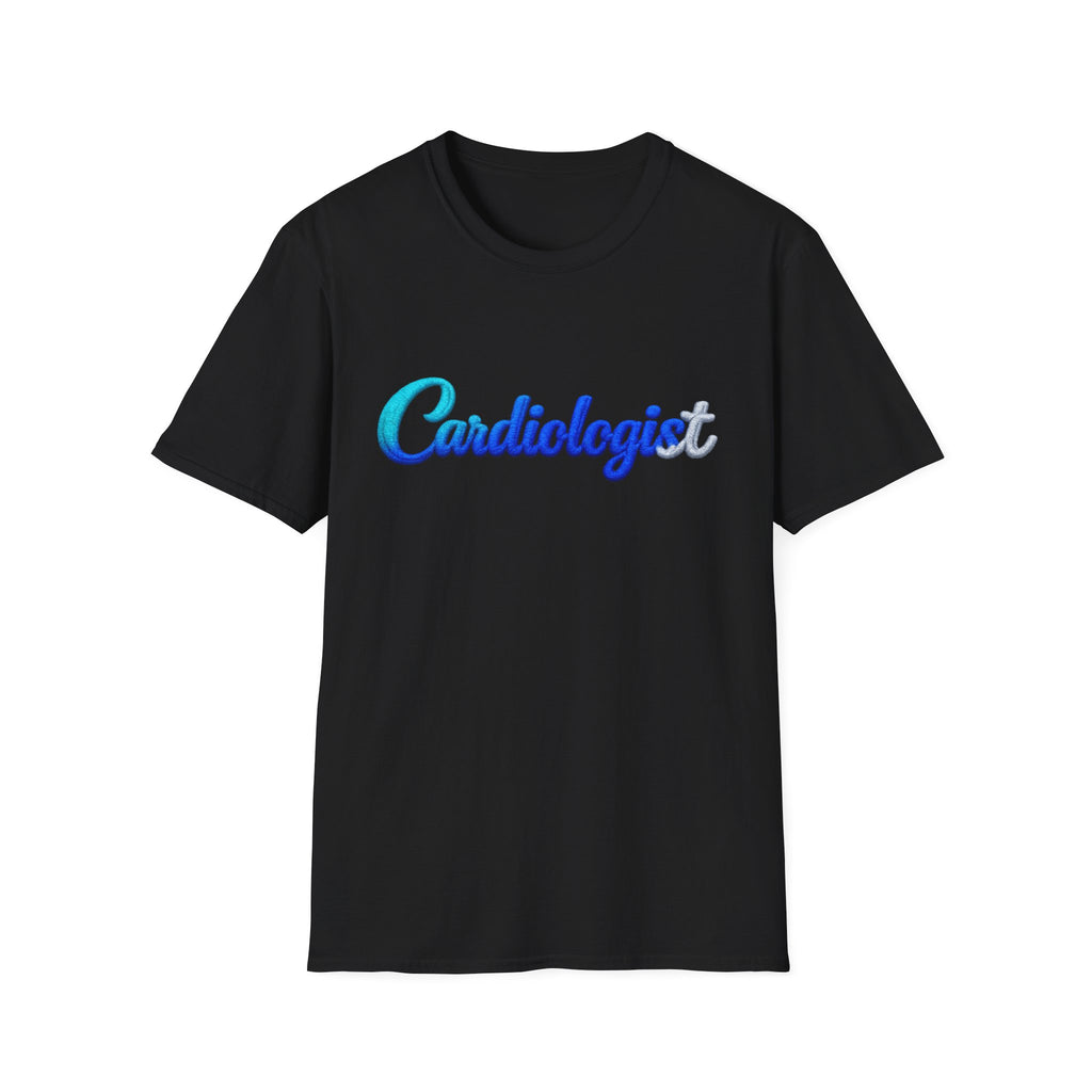 Cardiologist Script Tee — Blue Gradient Medical Doctor Shirt