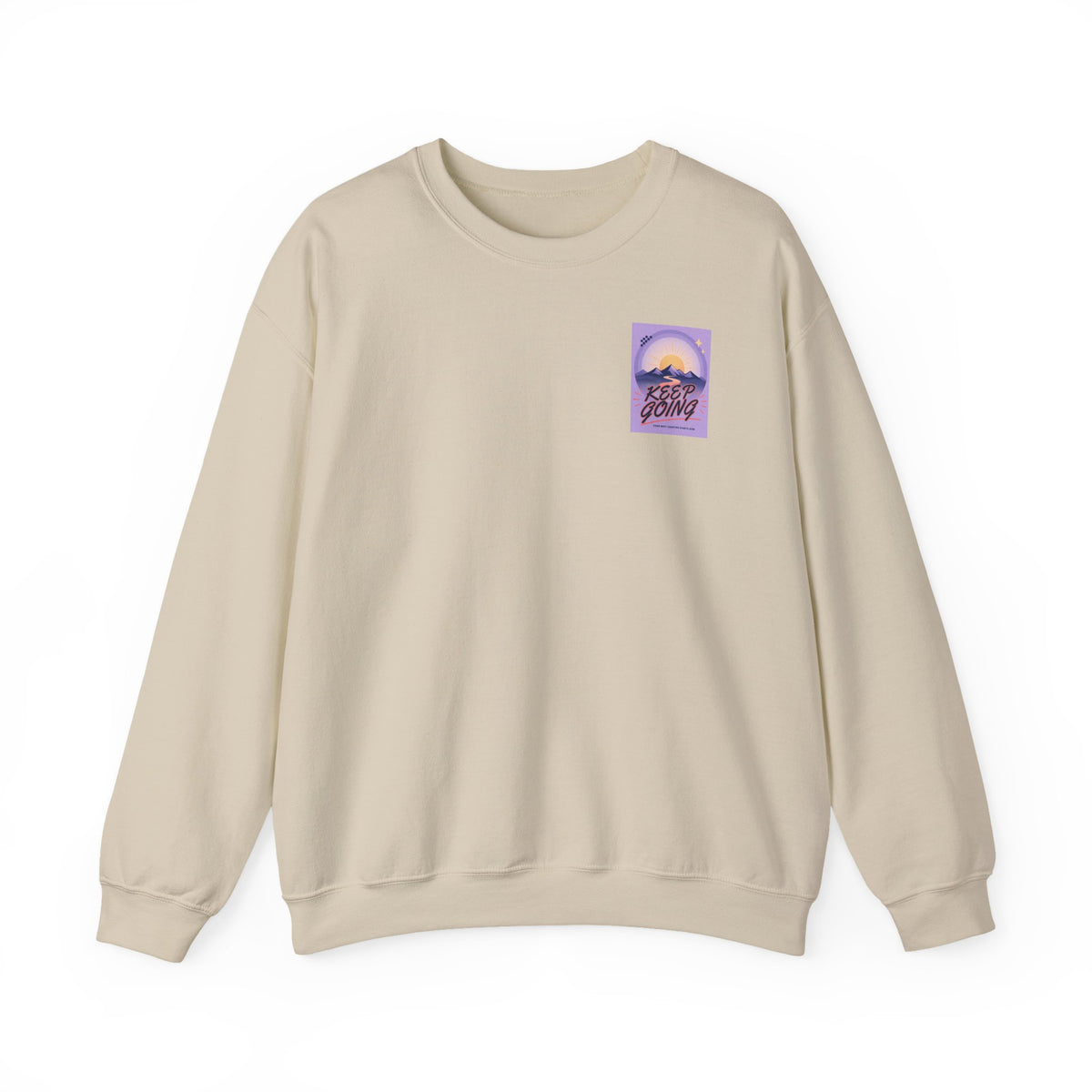 Sweat-shirt col rond à motif montagne « Continuez votre chemin »