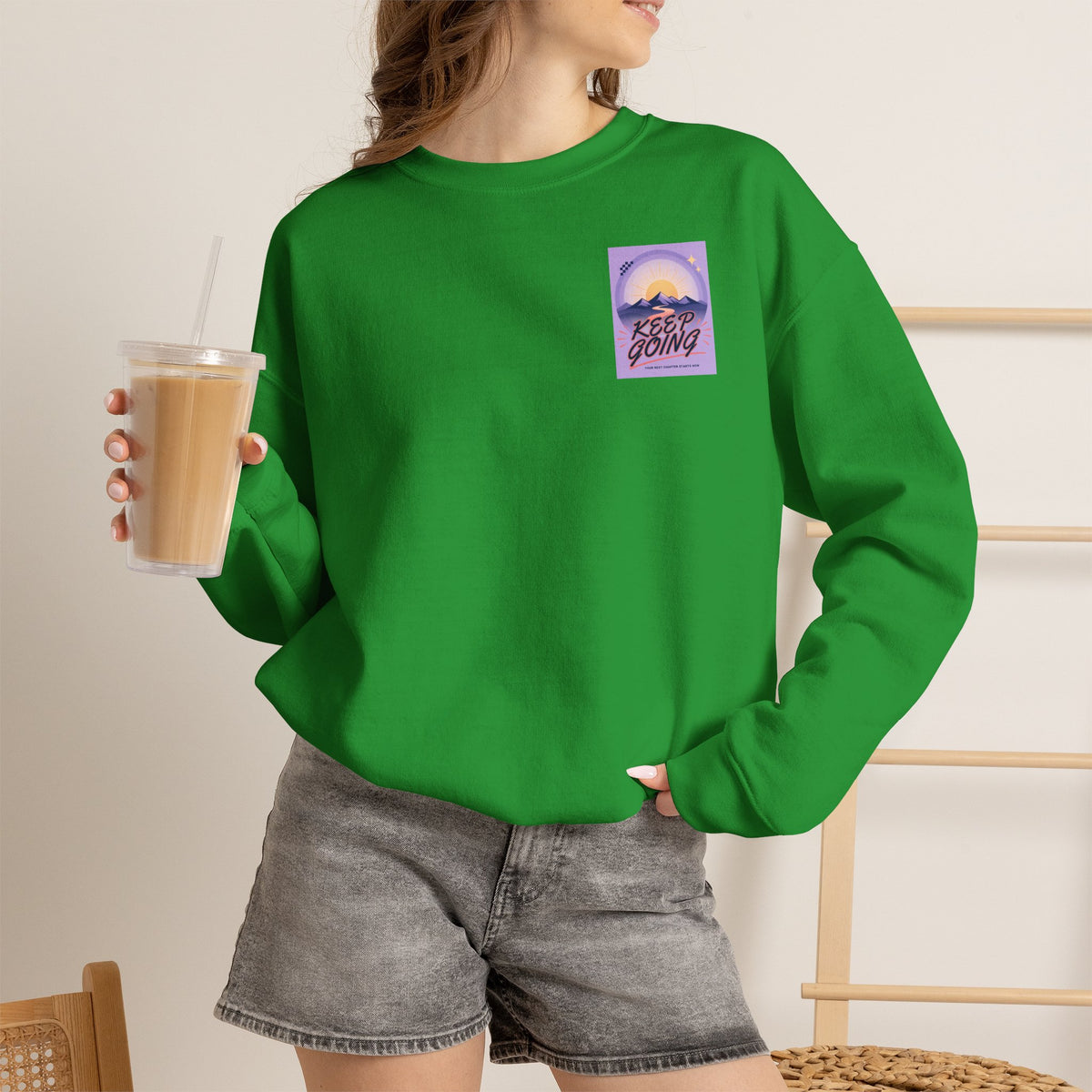 Keep Going Mountain Graphic Crewneck Sweatshirt