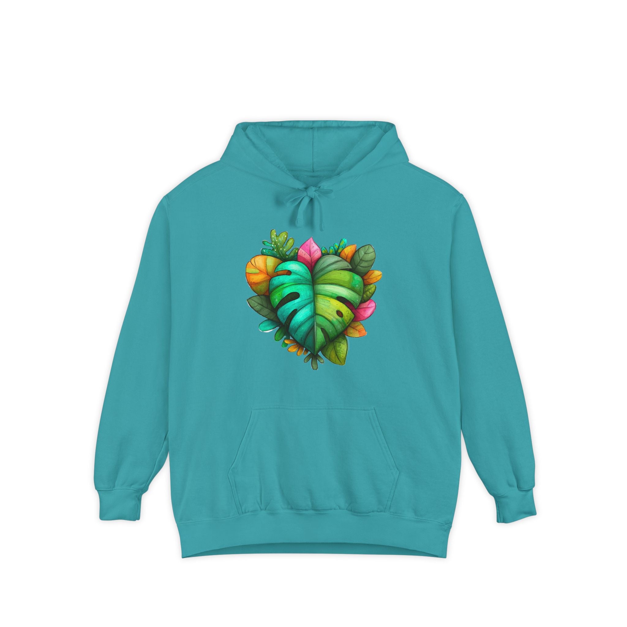 Leaf Heart Hoodie — Tropical Botanical Graphic Sweatshirt