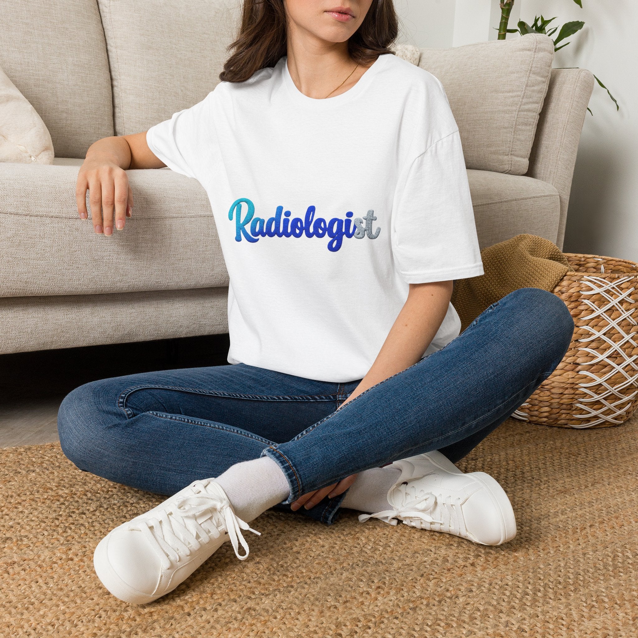 Radiologist Script T-Shirt — Gradient Blue Medical Tech Tee
