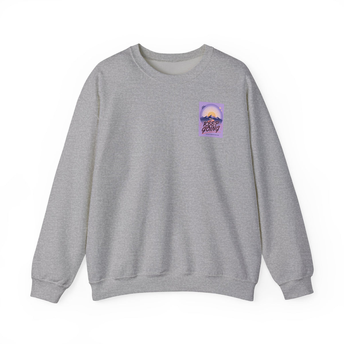 Sweat-shirt col rond à motif montagne « Continuez votre chemin »