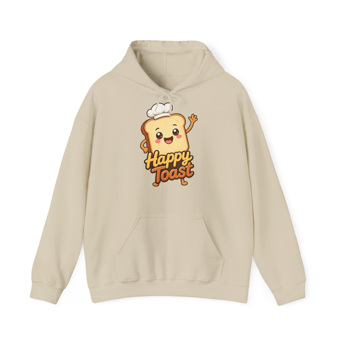 Happy Toast Cartoon Graphic Hoodie – Unisex Pullover