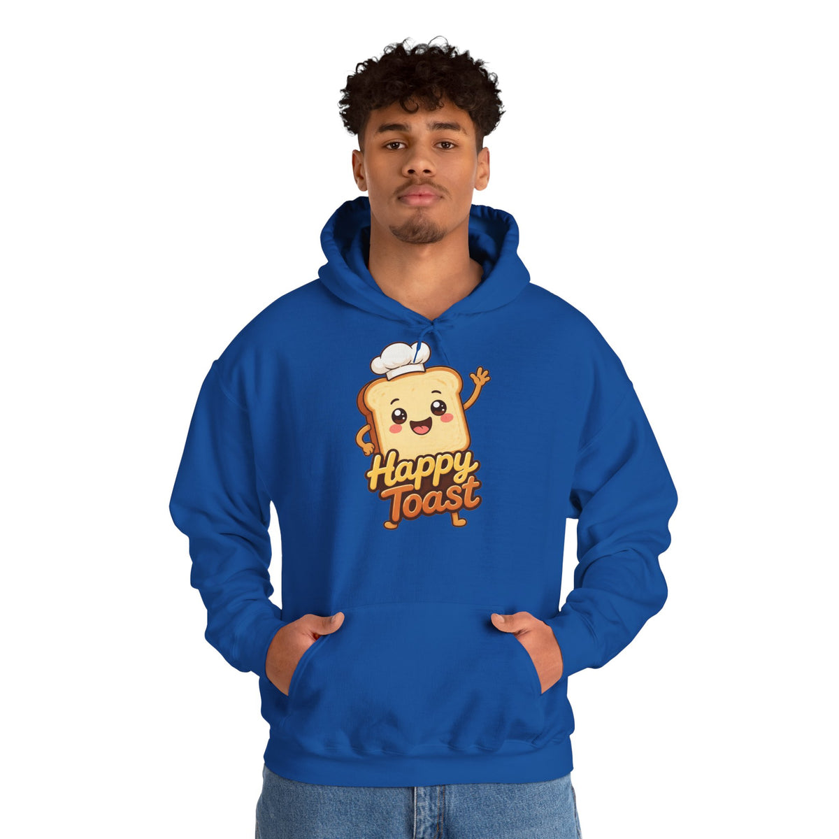 Happy Toast Cartoon Graphic Hoodie – Unisex Pullover