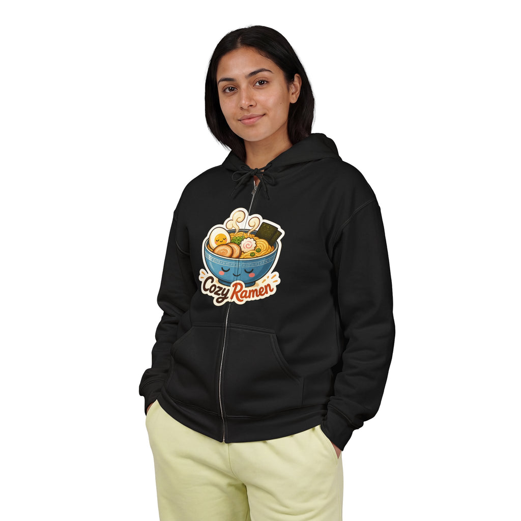 Cozy Ramen Graphic Zip-Up Hoodie – Unisex