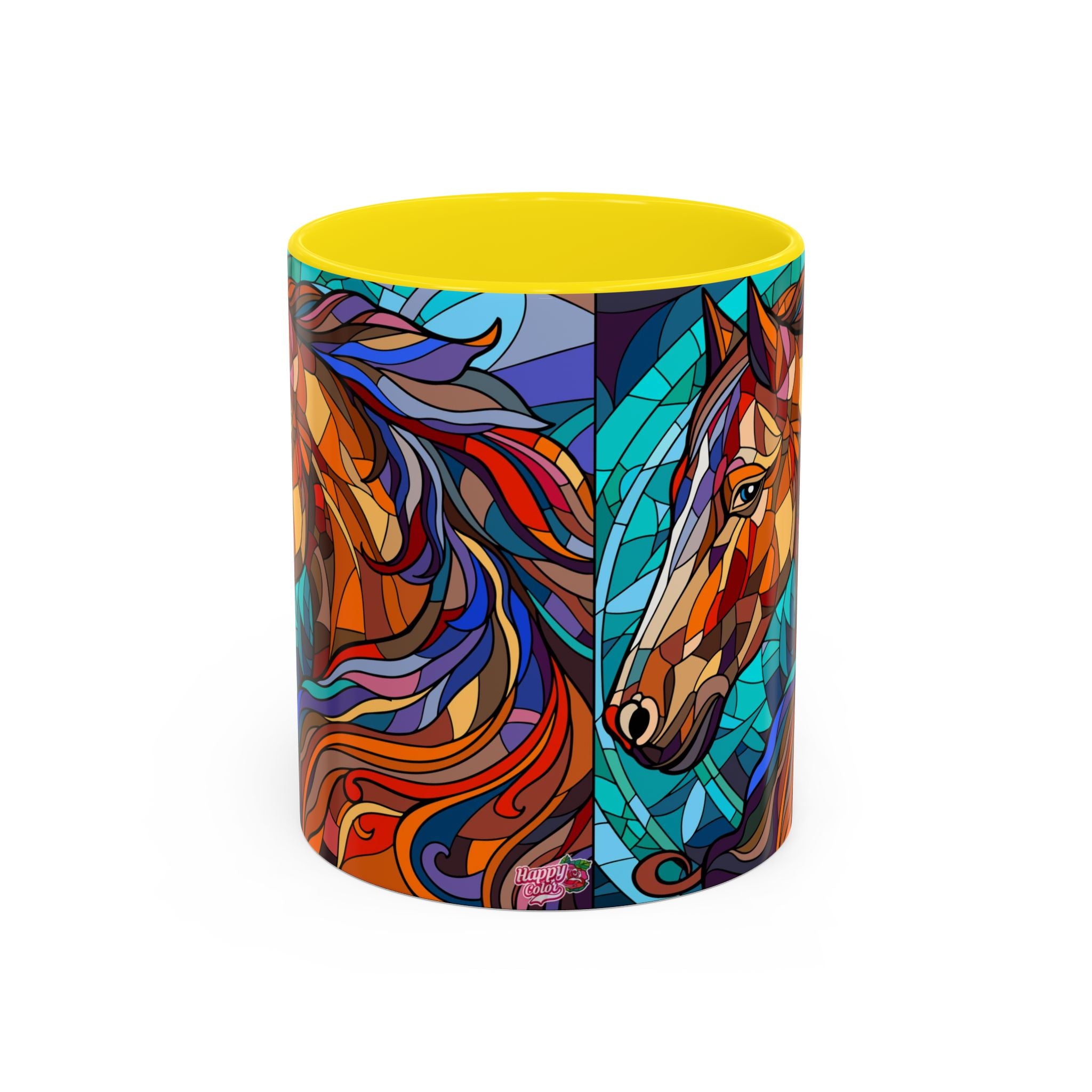 Stained Glass Horse Accent Coffee Mug – Colorful Equine Art (11/15 oz)