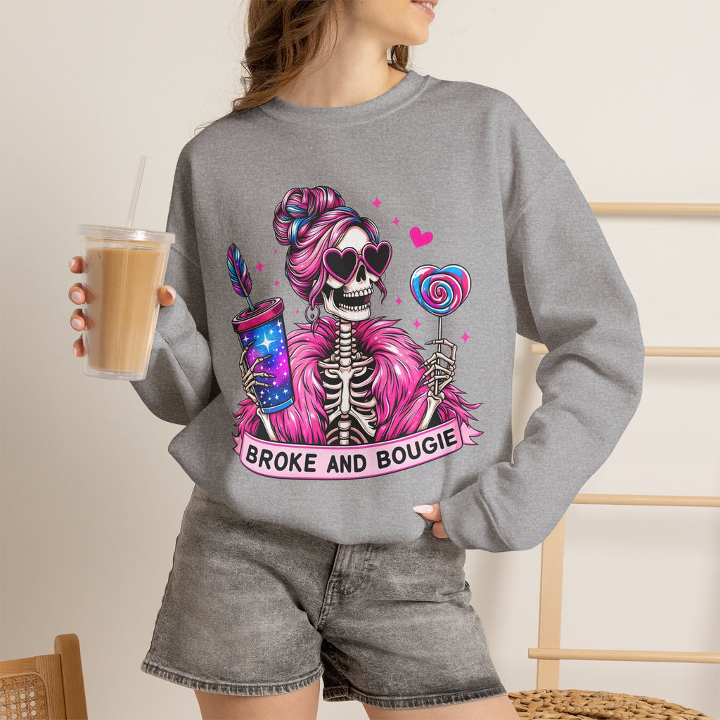 Broke and Bougie Skeleton Crewneck Sweatshirt