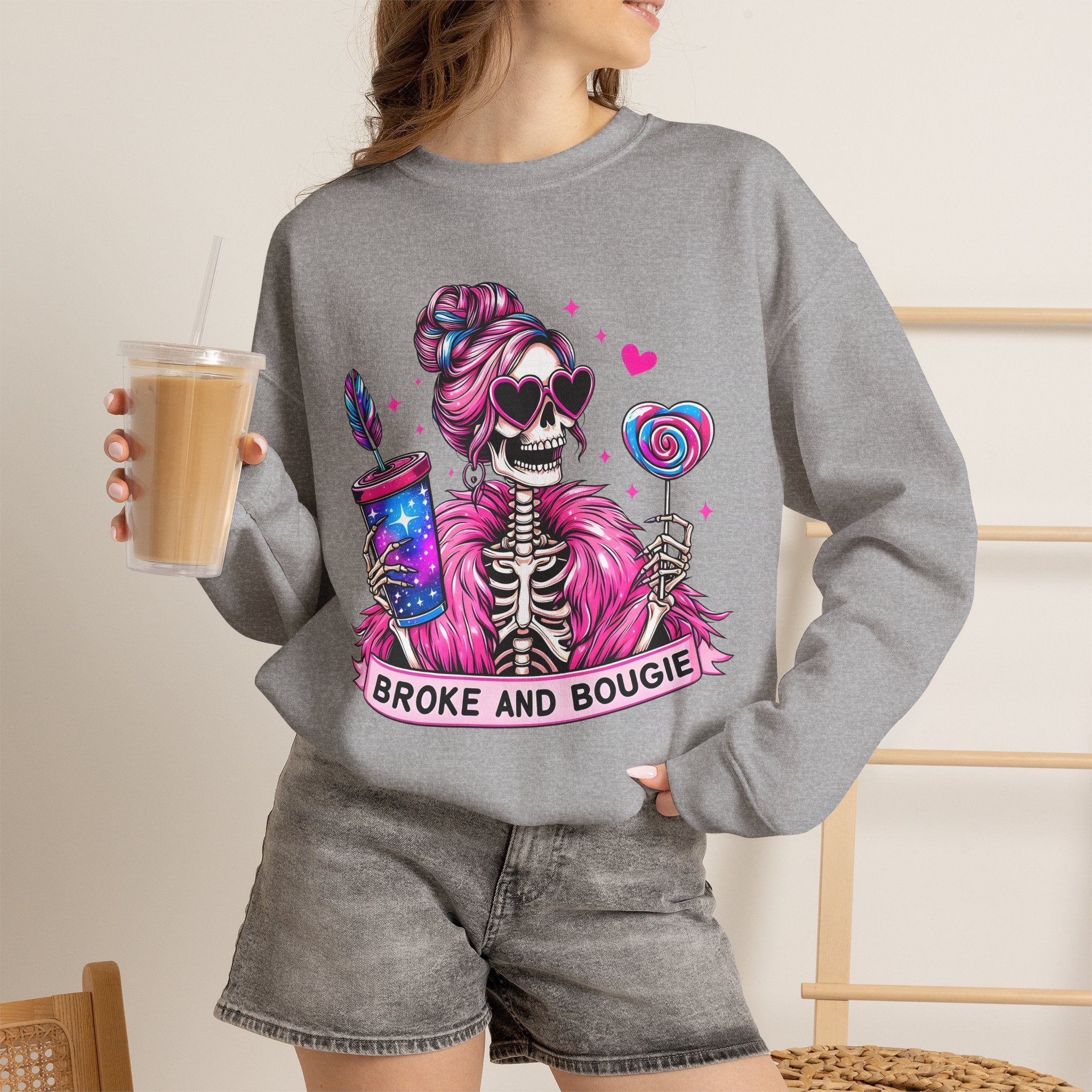 Broke and Bougie Skeleton Crewneck Sweatshirt