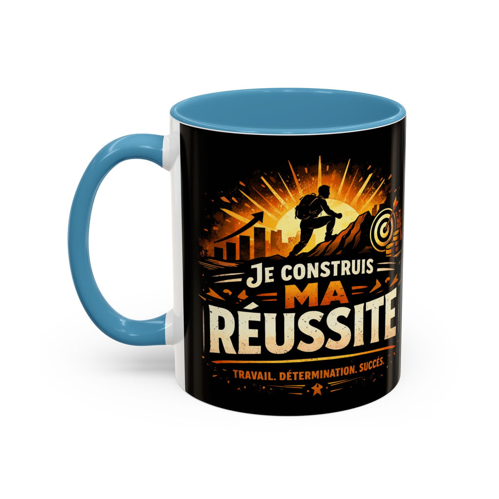 Motivational Coffee Mug — "Je Construis Ma Réussite" French Success Quote
