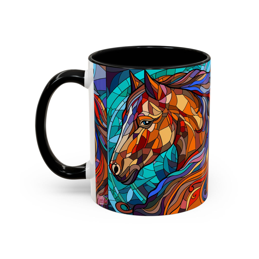Stained Glass Horse Accent Coffee Mug – Colorful Equine Art (11/15 oz)