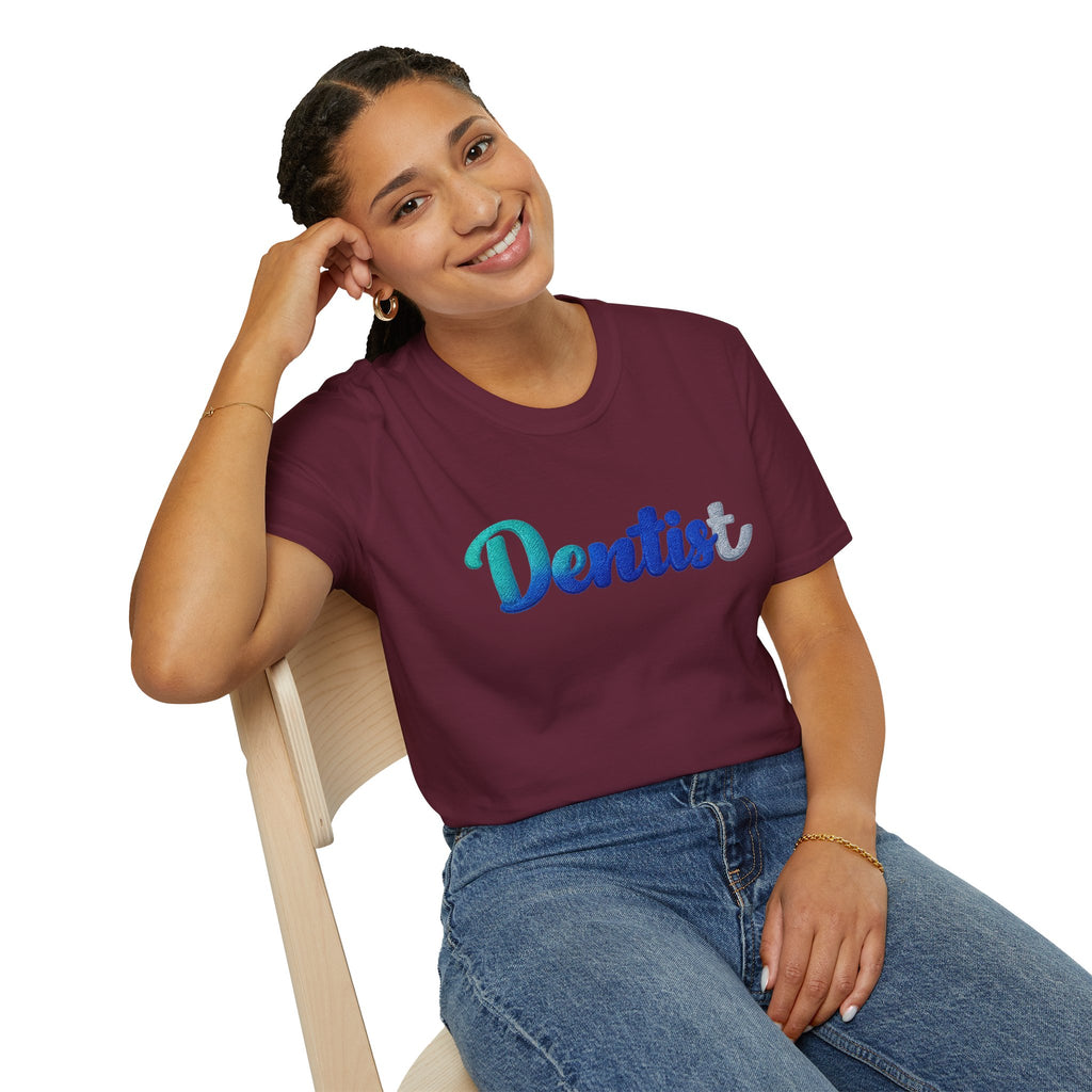 T-shirt dentiste — T-shirt script dentaire en dégradé pour hygiénistes et dentistes