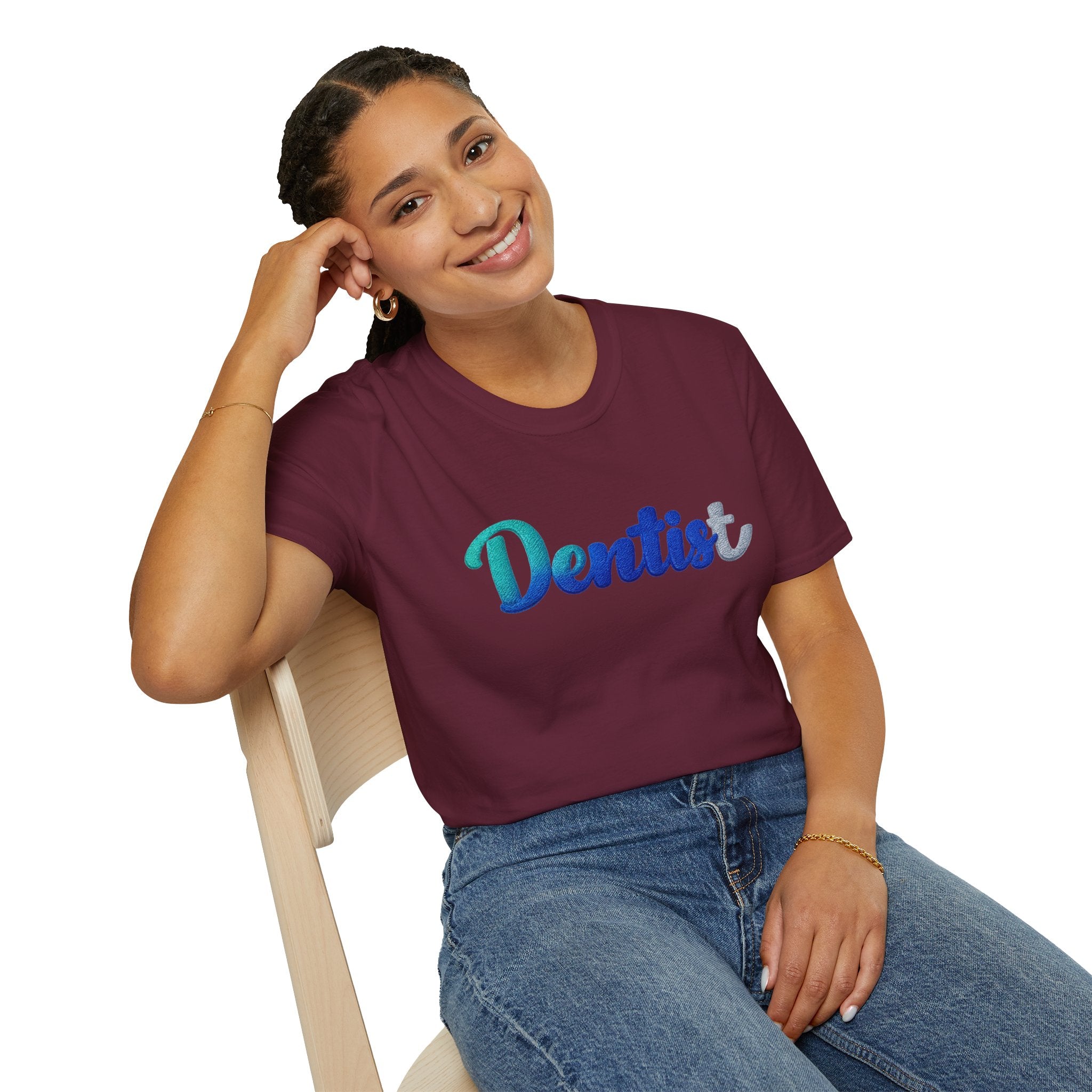 T-shirt dentiste — T-shirt script dentaire en dégradé pour hygiénistes et dentistes