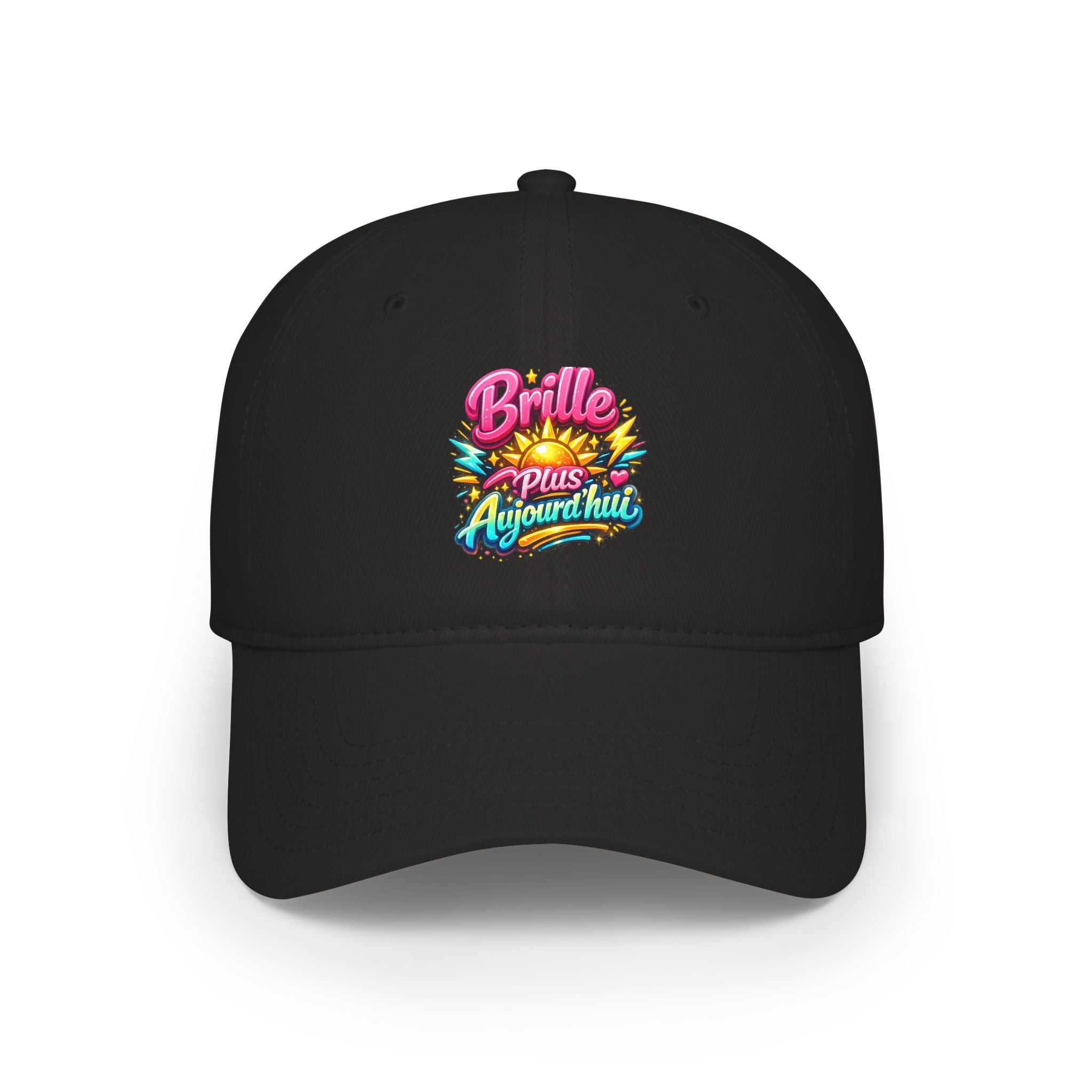Low Profile Baseball Cap — "Brille Plus Ajourd'hui" Colorful Retro Logo Hat