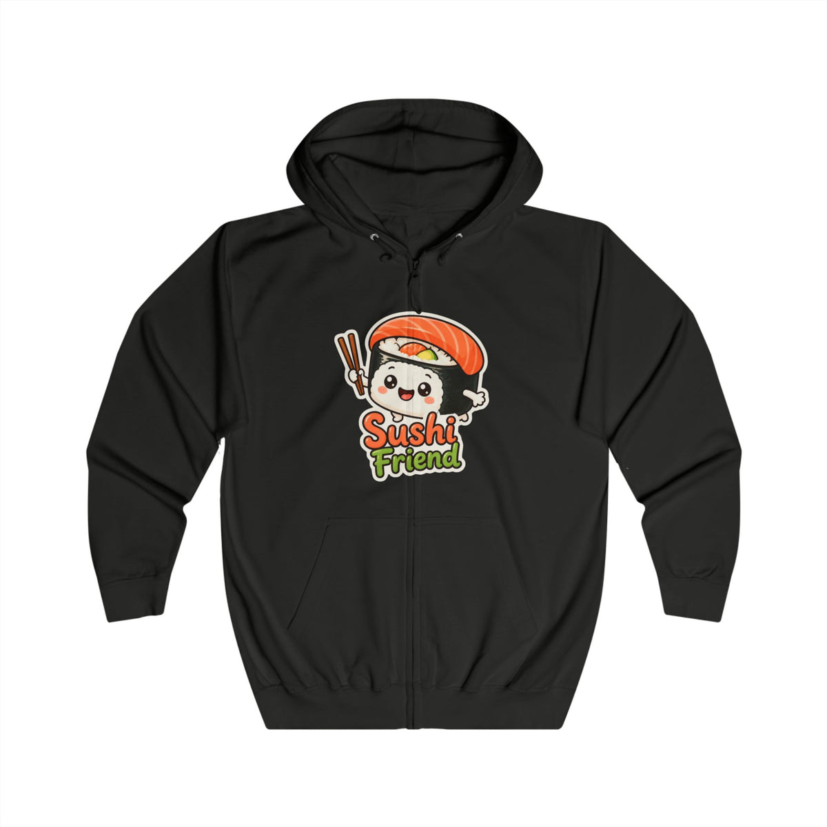 Sushi Friend Graphic Zip-Up Hoodie – Unisex