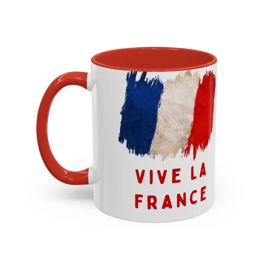 Vive La France Accent Coffee Mug — French Flag Brushstroke 11/15oz