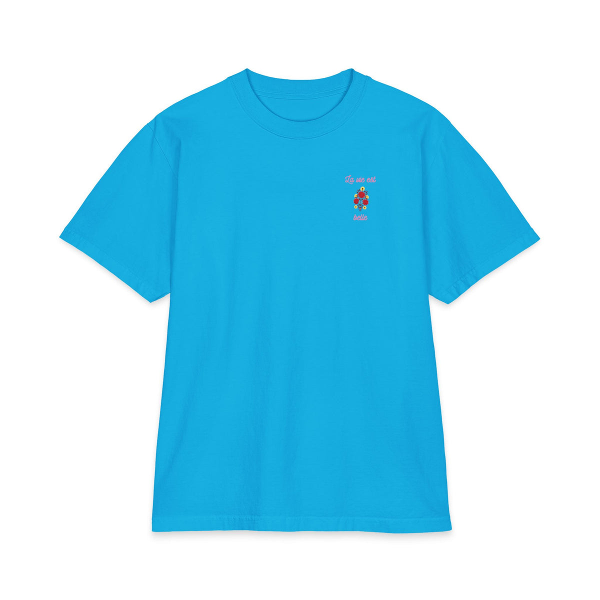 T-shirt floral La Vie Est Belle — T-shirt graphique avec citation française