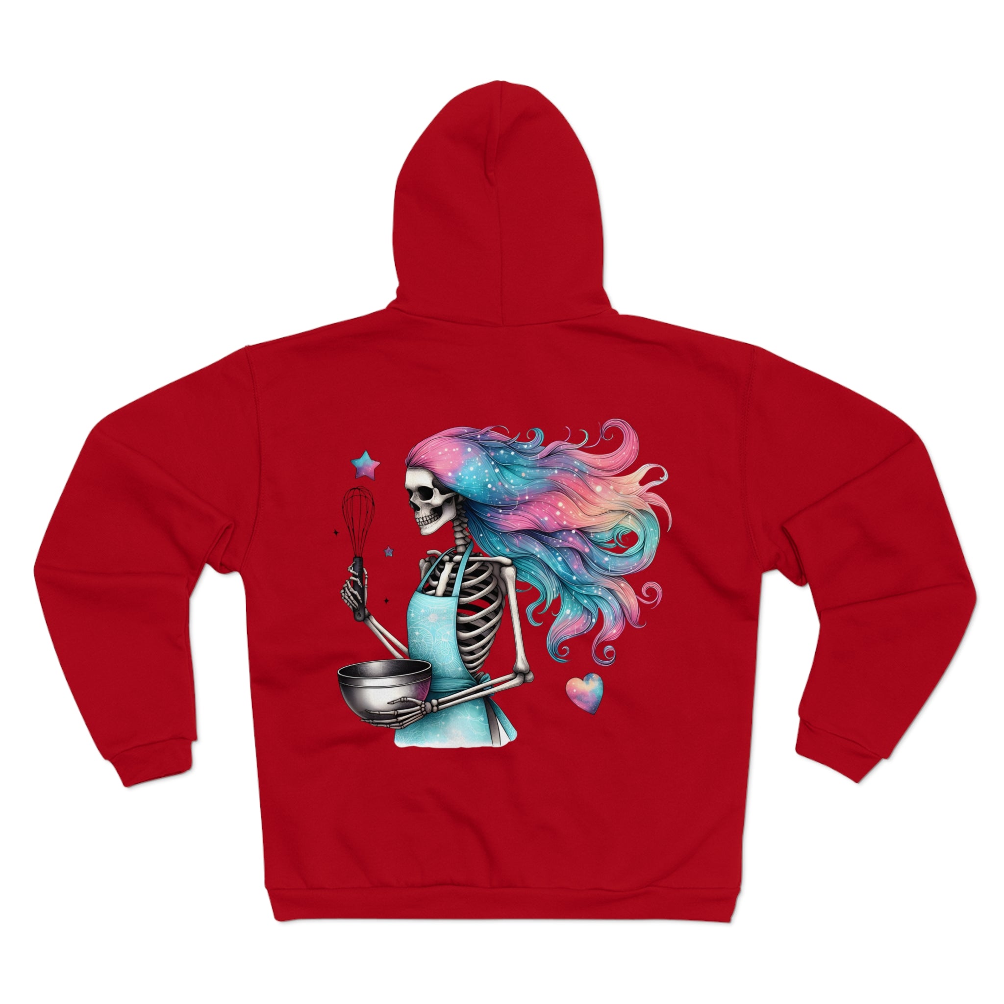 Skeleton Baker Zip Hoodie – Trick-or-Treat Halloween Skeleton with Rainbow Hair