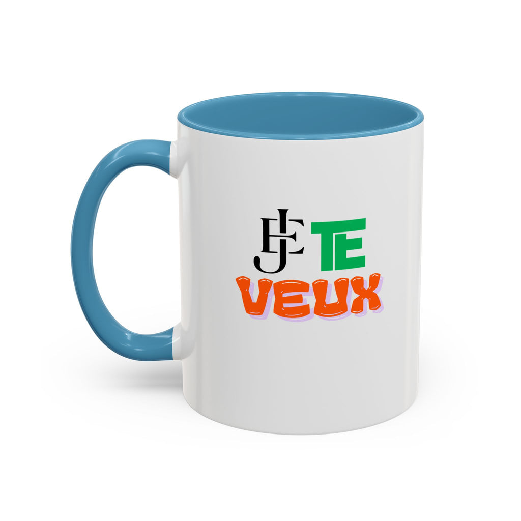 French Phrase Accent Mug — "Je Te Veux" Colorful Ceramic Coffee Mug (11/15oz)
