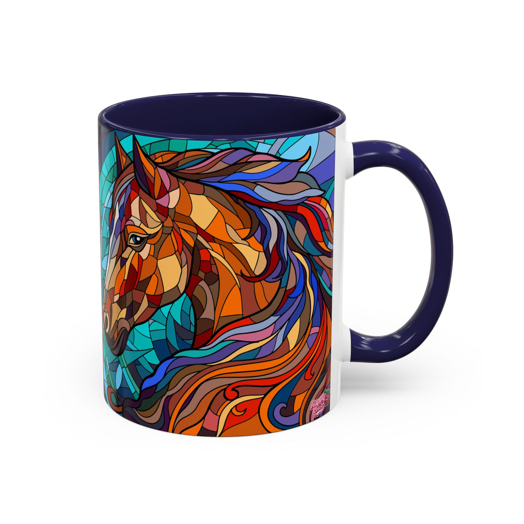 Stained Glass Horse Accent Coffee Mug – Colorful Equine Art (11/15 oz)