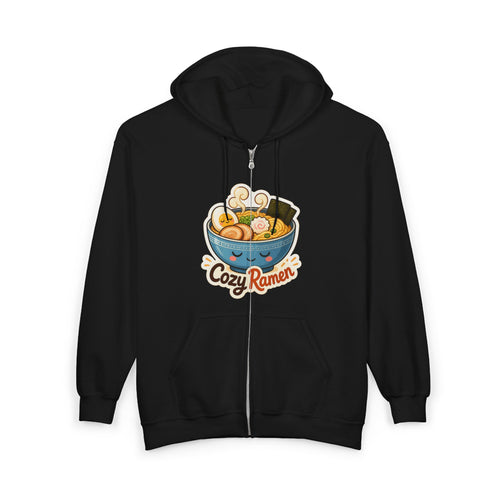 Cozy Ramen Graphic Zip-Up Hoodie – Unisex