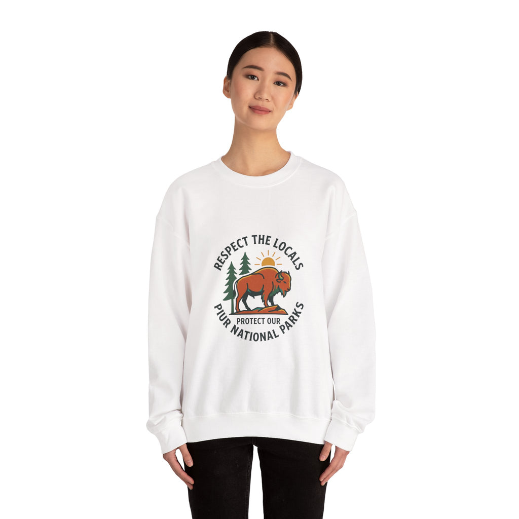 Respect the Locals Buffalo Crewneck Sweatshirt | Protect Our National Parks, hiking