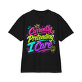 T-shirt — "Je fais semblant de me soucier" Tee graphique streetwear néon