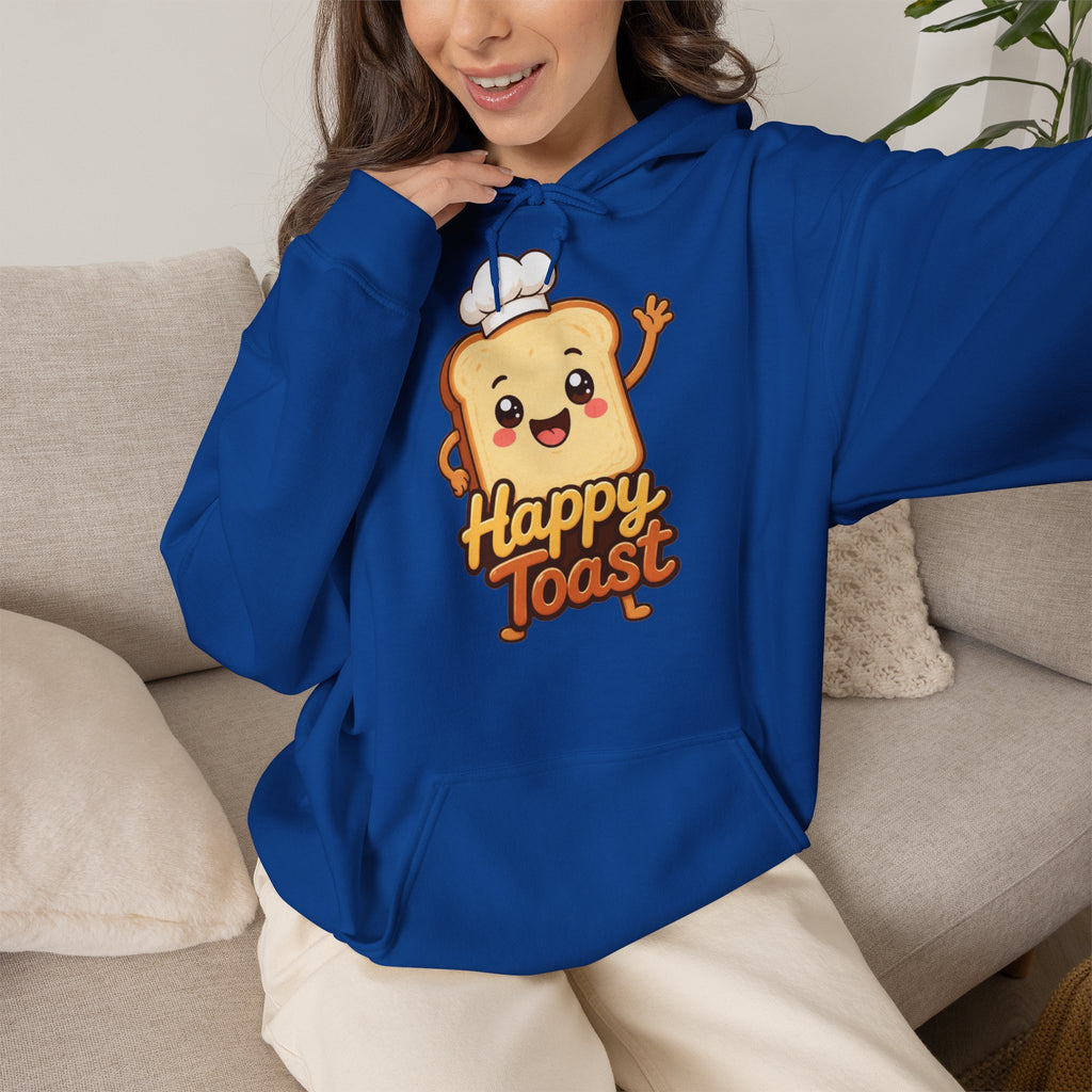 Happy Toast Cartoon Graphic Hoodie – Unisex Pullover