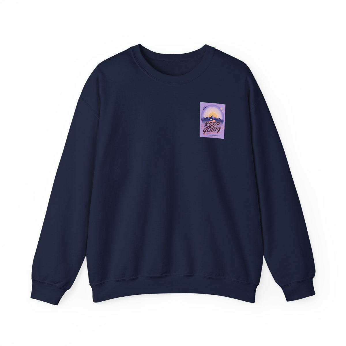 Sweat-shirt col rond à motif montagne « Continuez votre chemin »