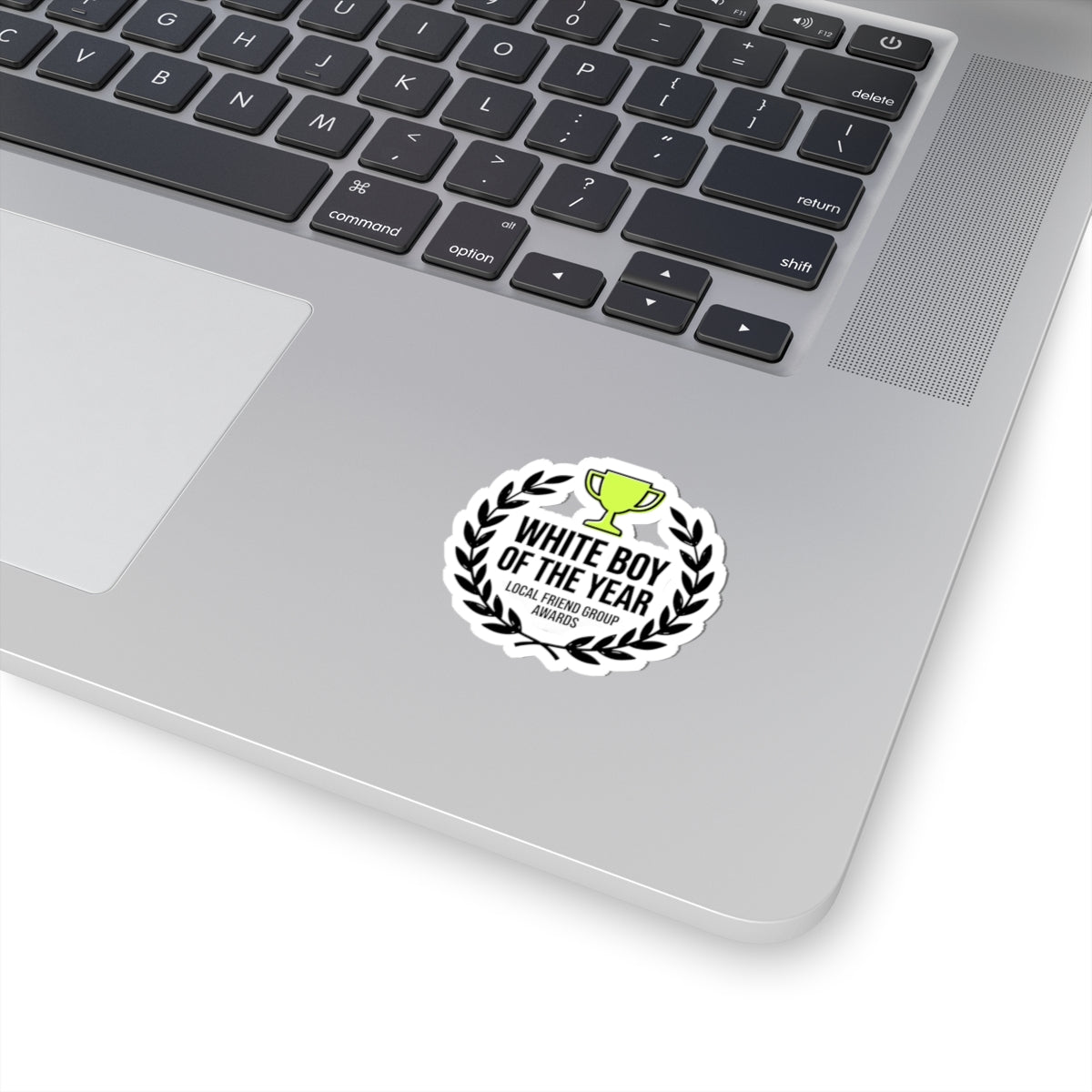 White Boy of the Year Kiss-Cut Stickers, minimal meme, black on white