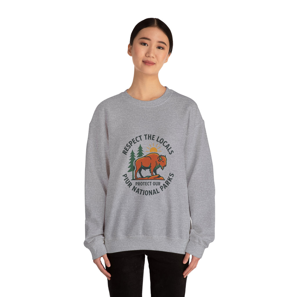 Respect the Locals Buffalo Crewneck Sweatshirt | Protect Our National Parks, hiking