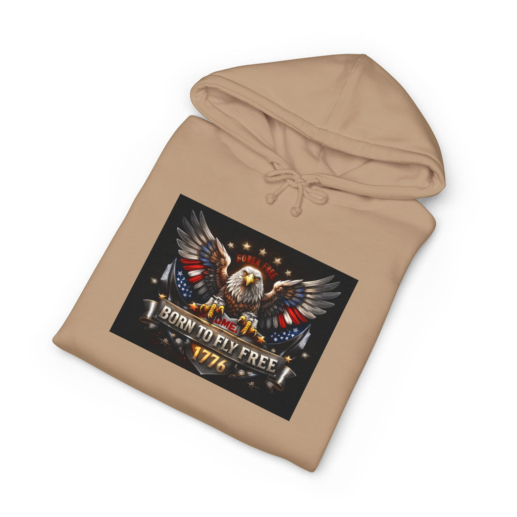 Patriotic Eagle Hoodie - "Born to Be Free 1776" American Flag Sweatshirt