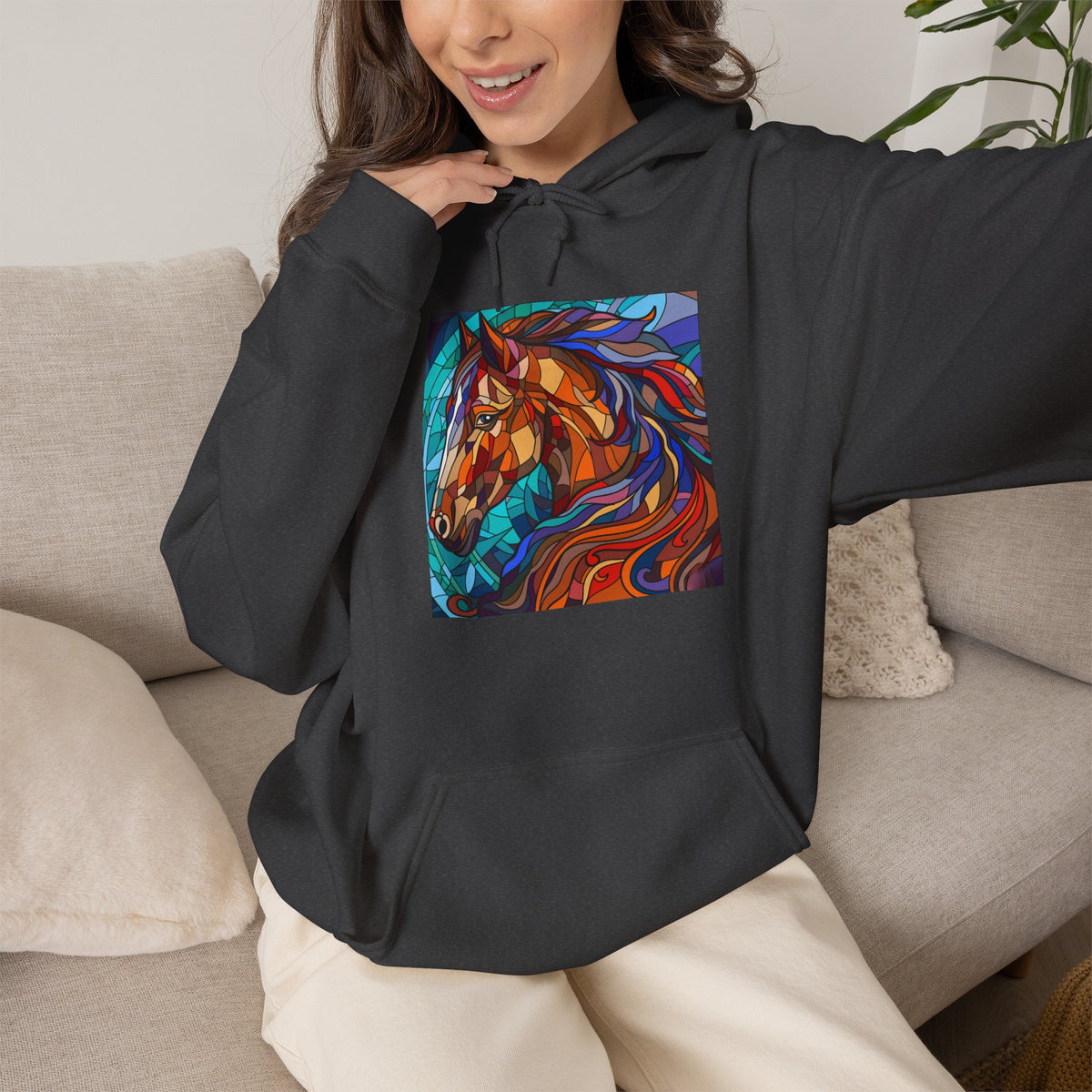 Stained Glass Horse Graphic Hoodie
