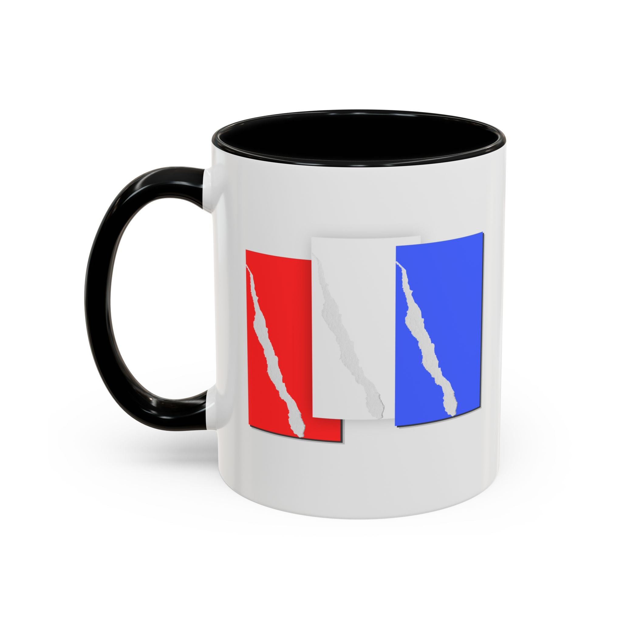 Accent Coffee Mug — Red, White & Blue Abstract Stripe Design (11/15oz)