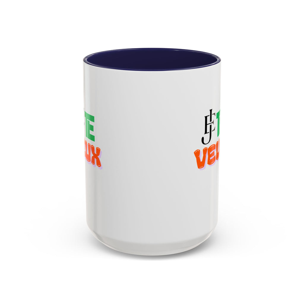 French Phrase Accent Mug — "Je Te Veux" Colorful Ceramic Coffee Mug (11/15oz)