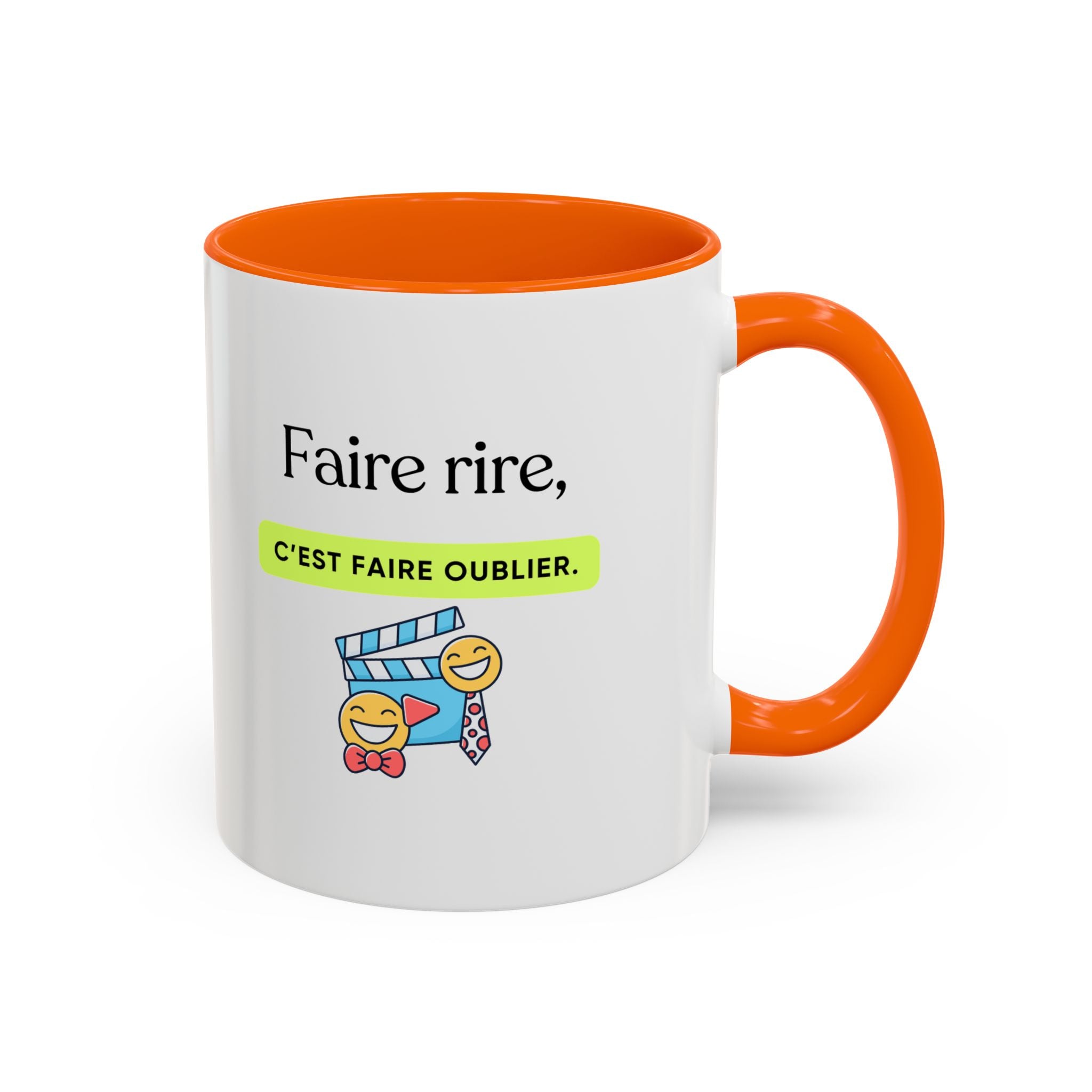 French Quote Accent Coffee Mug — "Faire rire, c'est faire oublier." (11/15oz)
