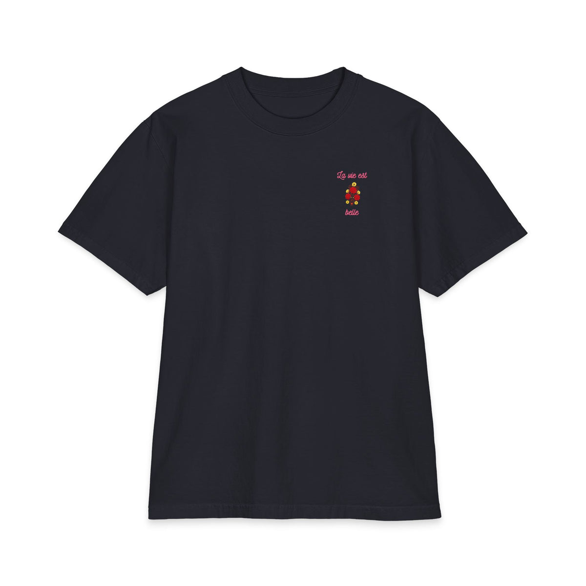 T-shirt floral La Vie Est Belle — T-shirt graphique avec citation française