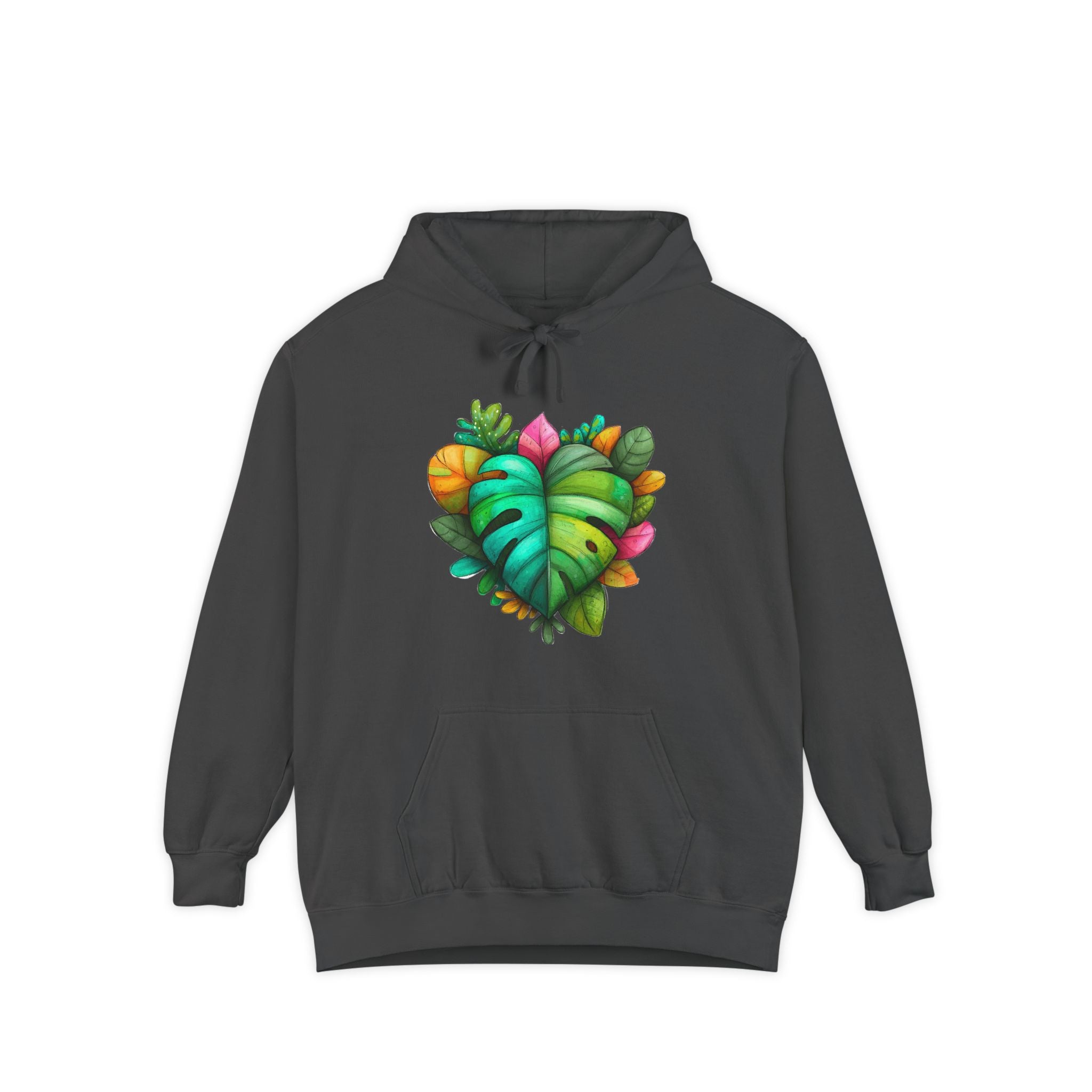 Leaf Heart Hoodie — Tropical Botanical Graphic Sweatshirt