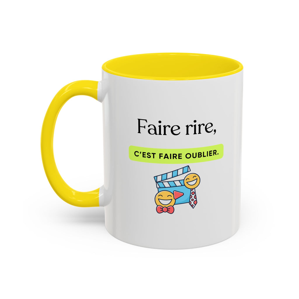 French Quote Accent Coffee Mug — "Faire rire, c'est faire oublier." (11/15oz)