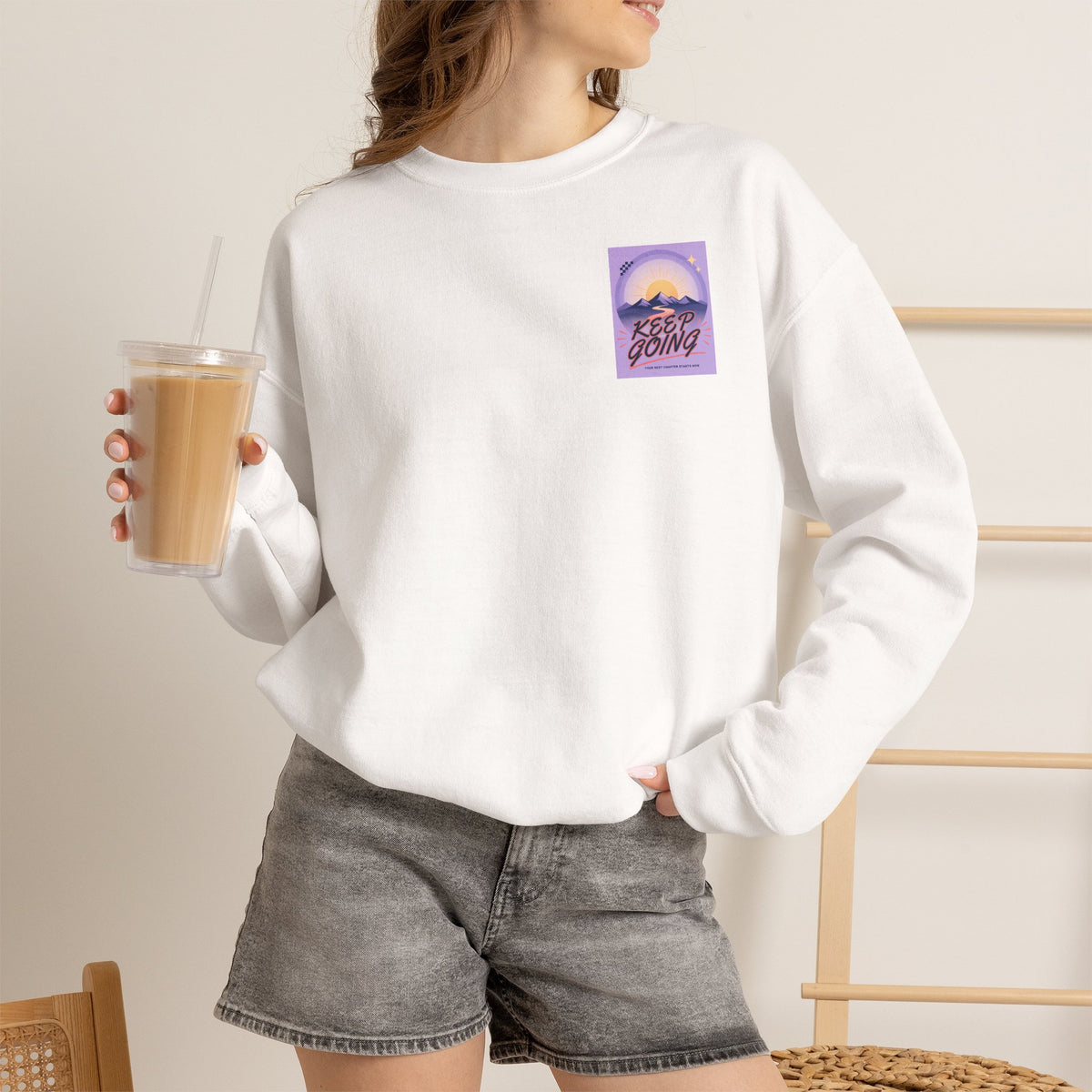 Keep Going Mountain Graphic Crewneck Sweatshirt