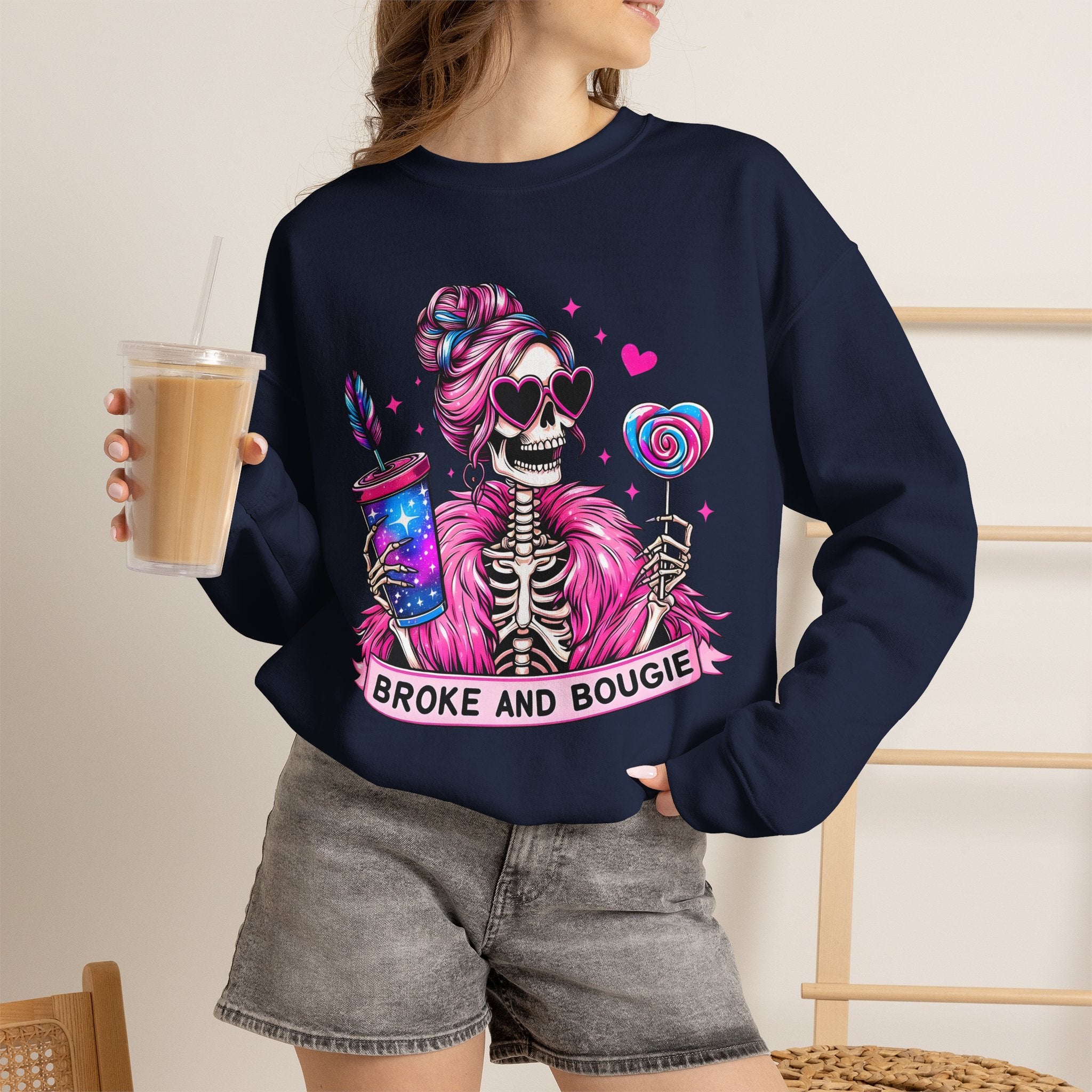 Broke and Bougie Skeleton Crewneck Sweatshirt
