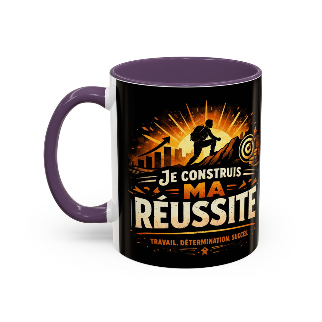 Motivational Coffee Mug — "Je Construis Ma Réussite" French Success Quote