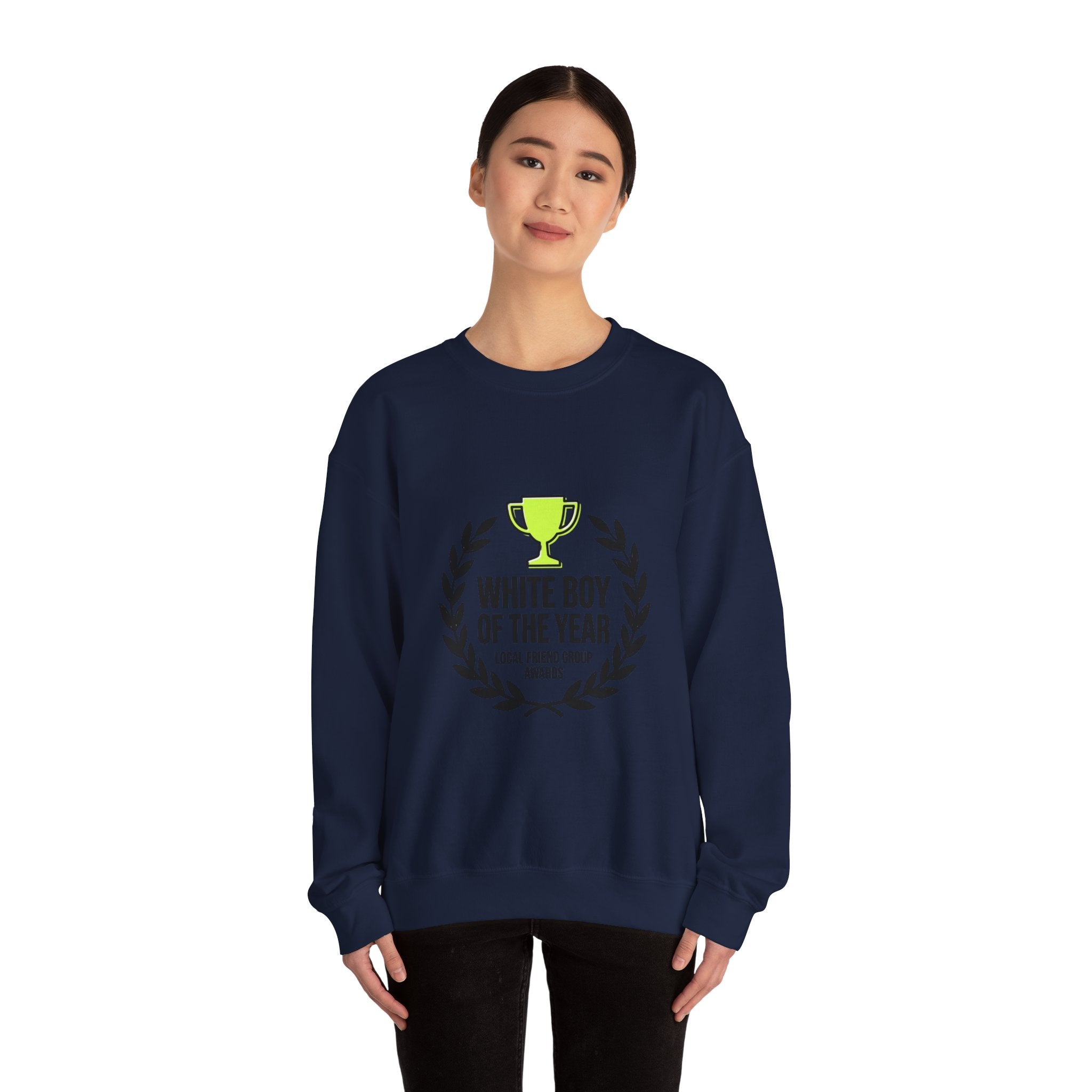 White Boy of the Year Sweatshirt | minimal meme, bold text